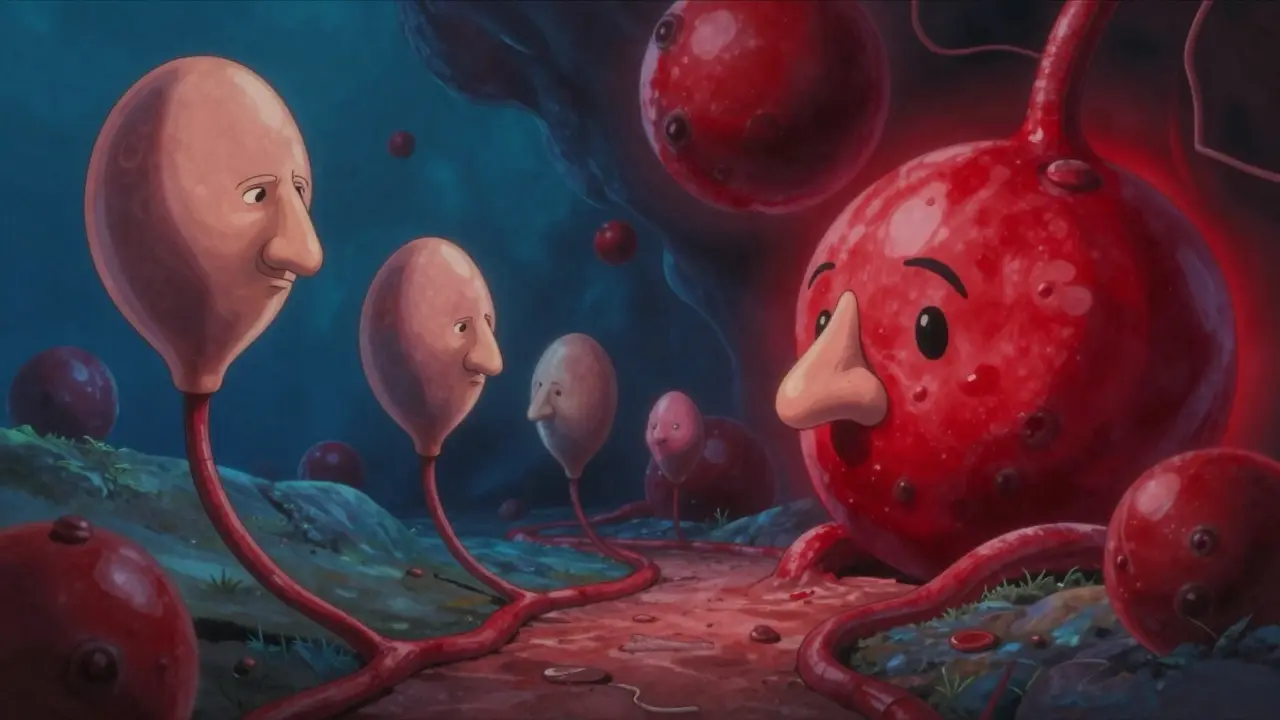 Représentation conceptuelle des vaisseaux sanguins nasaux gonflés illustrant l'effet rebond.