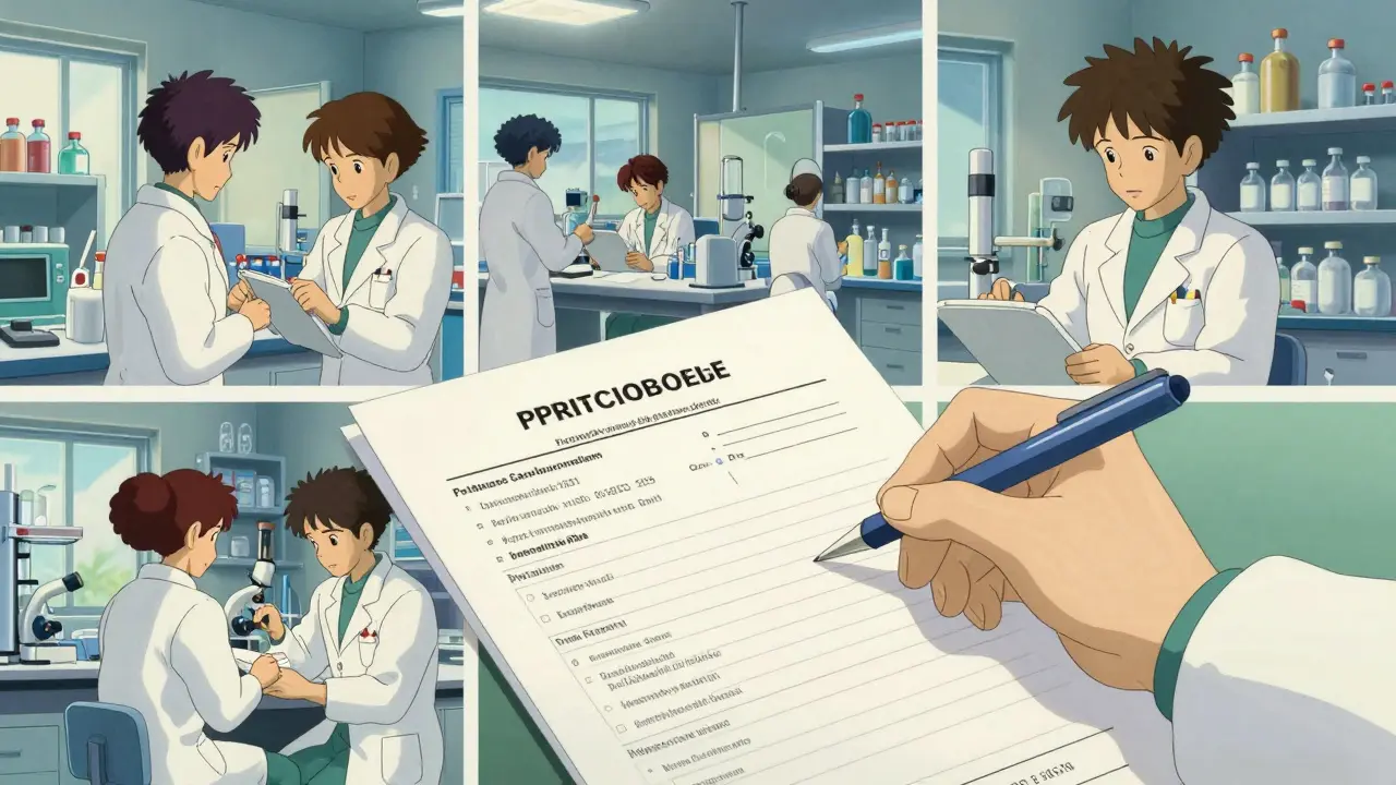 Un pharmacien remplissant un rapport de pharmacovigilance pour améliorer la santé publique.