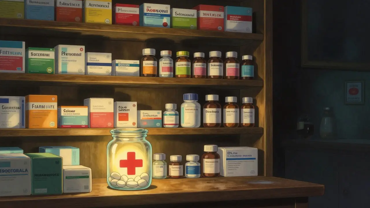 Pharmacie en ligne sécurisée avec produits légaux baignés de lumière dorée