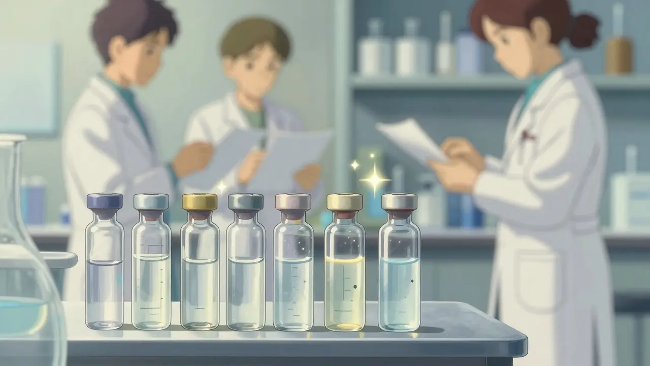 Flacons de médicaments préparés avec précision pour la désensibilisation dans un laboratoire médical