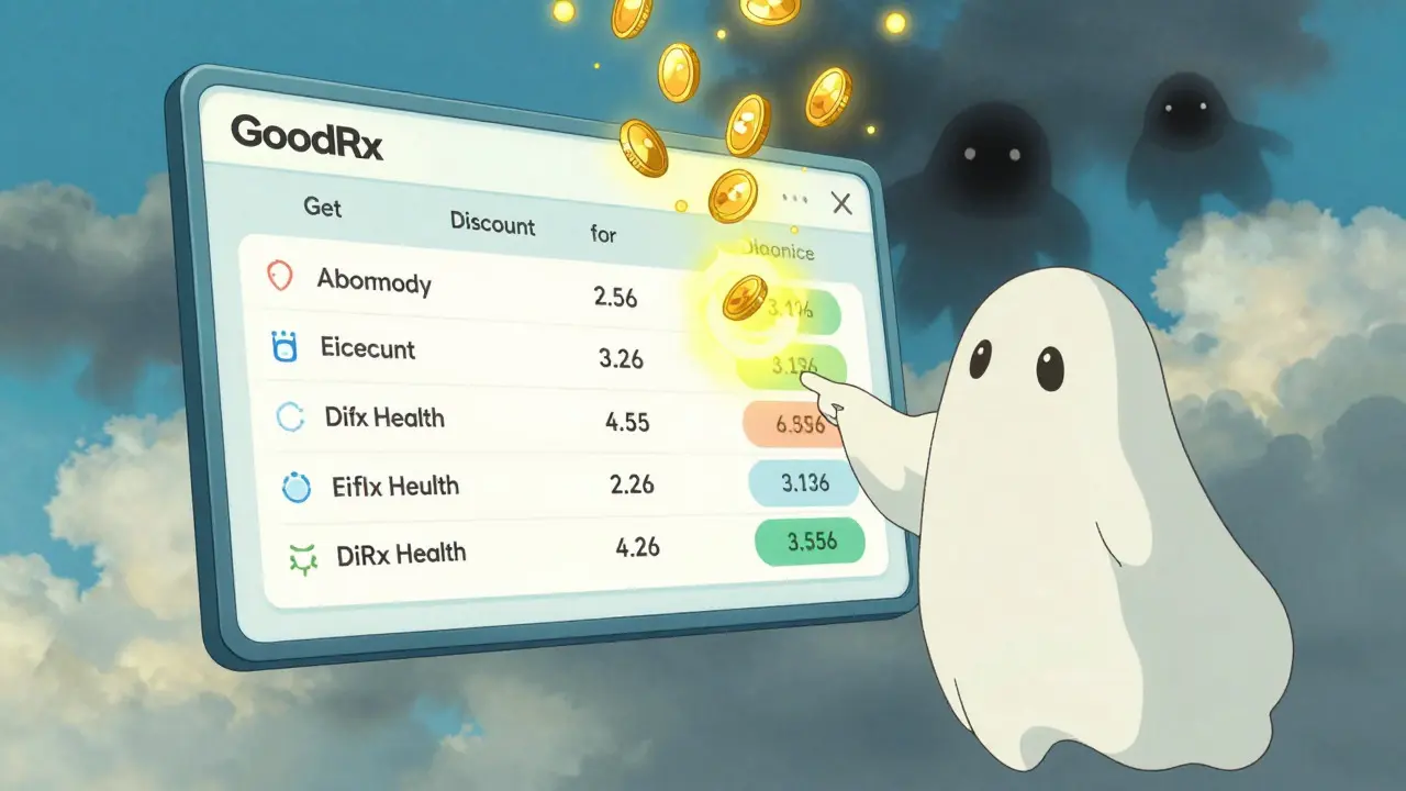 Interface numérique magique montrant des économies sur les médicaments avec un guide bienveillant