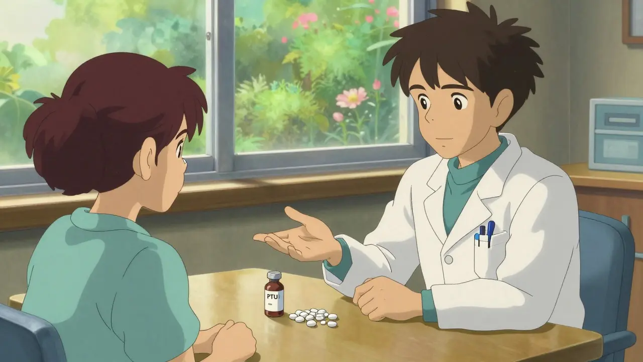 Médecin expliquant les traitements de la thyroïde